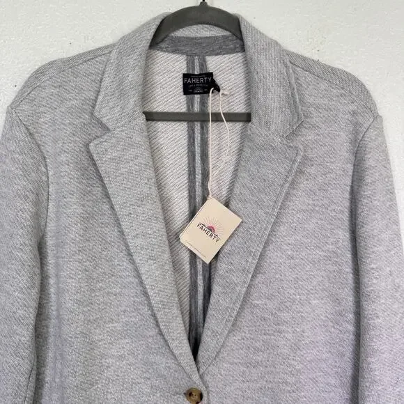 Faherty Inlet Knit Blazer WOMENS Large Jacket Sweatshirt Comfort Unlined Grey - Picture 4 of 8